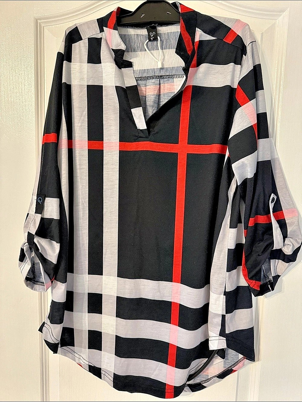 Plaid Tunic in Black & White Size L Like New
